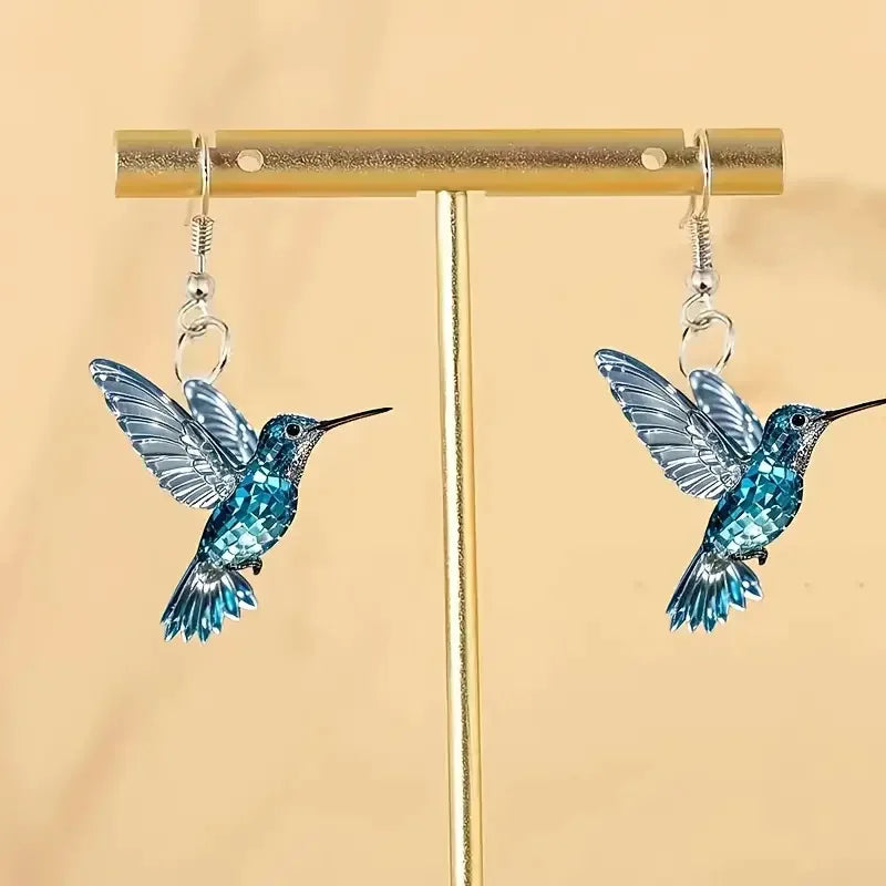 Blaue Kristallkolibri Ohrringe