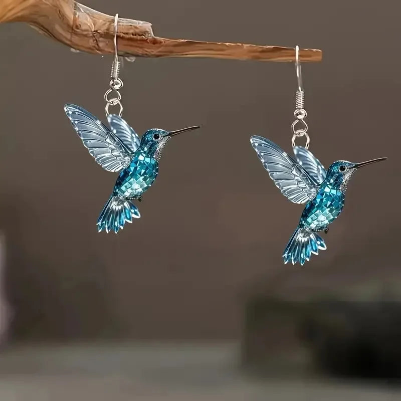 Blaue Kristallkolibri Ohrringe