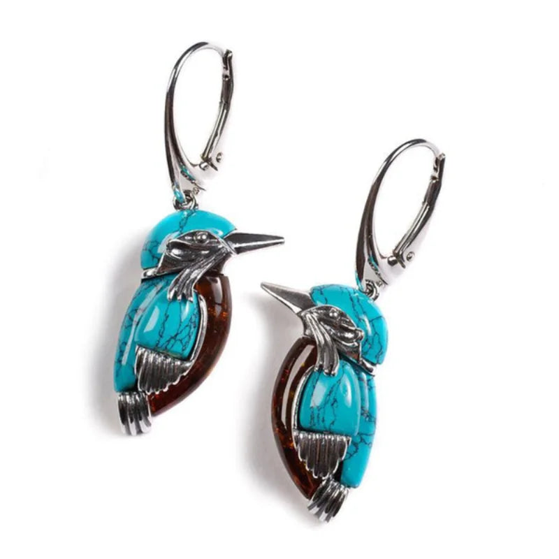 Blaue Kolibri Emaille Ohrringe