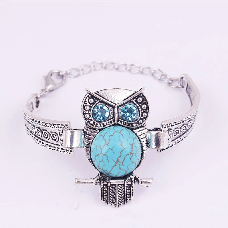 Vintage Eule Türkis Charm Armband
