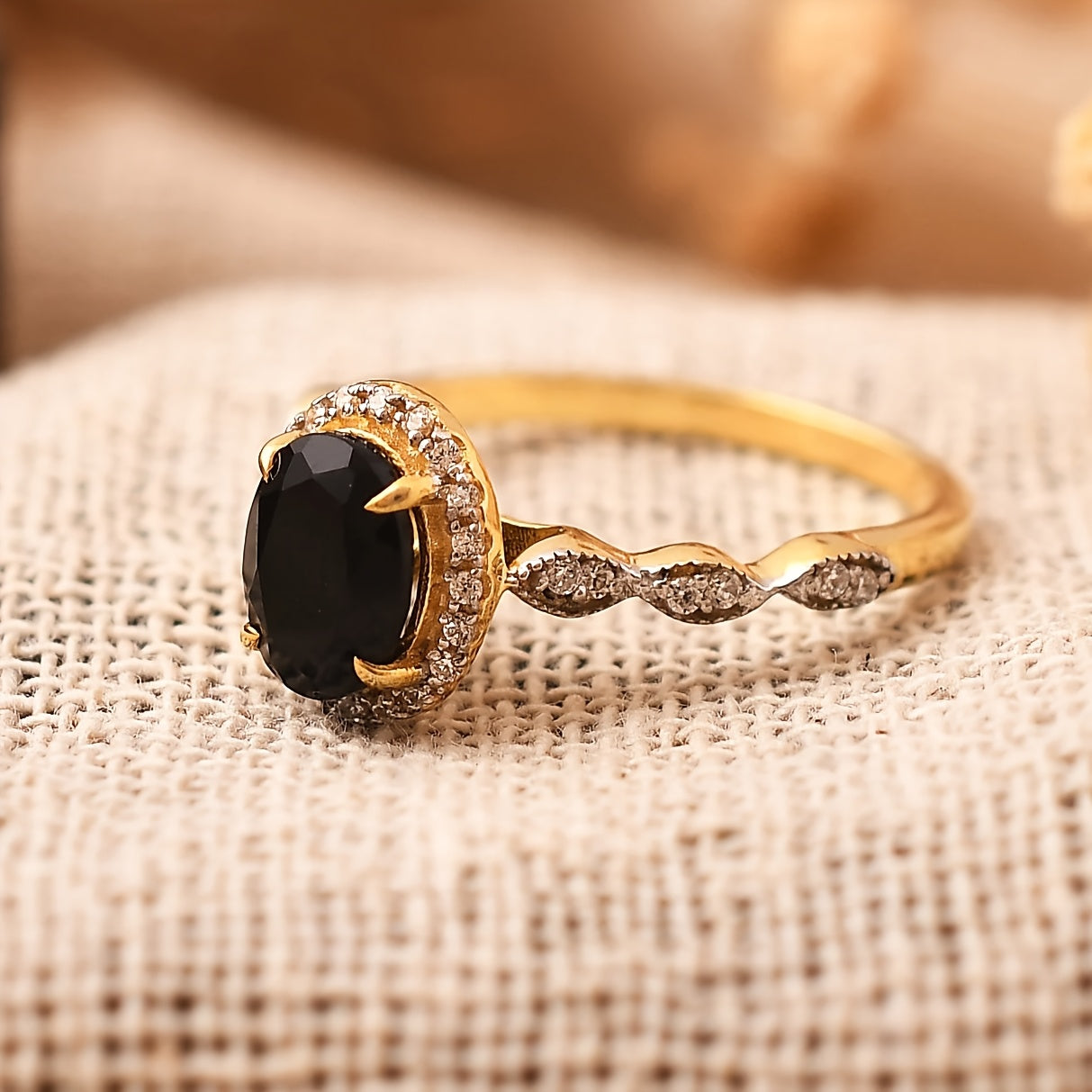Eleganter Onyx Goldring