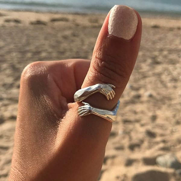 Verstellbarer Silber-Hug-Ring
