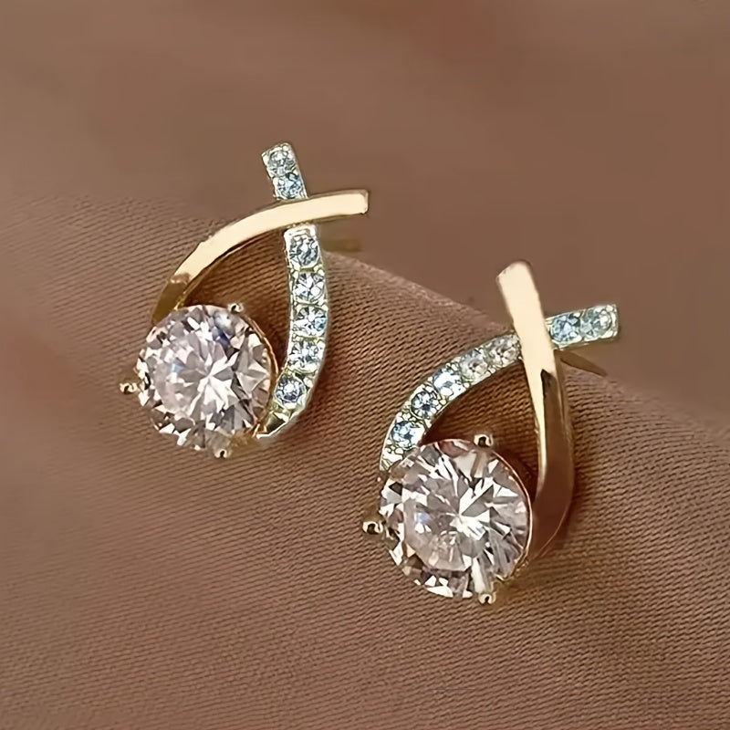 O&O - Goldene Kreuz Zirkonia Steckerohrringe