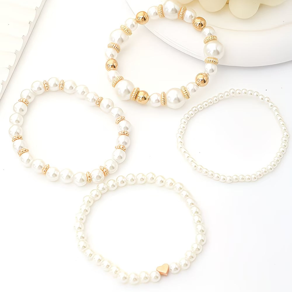Perlen-Stapelarmband-Set aus 4