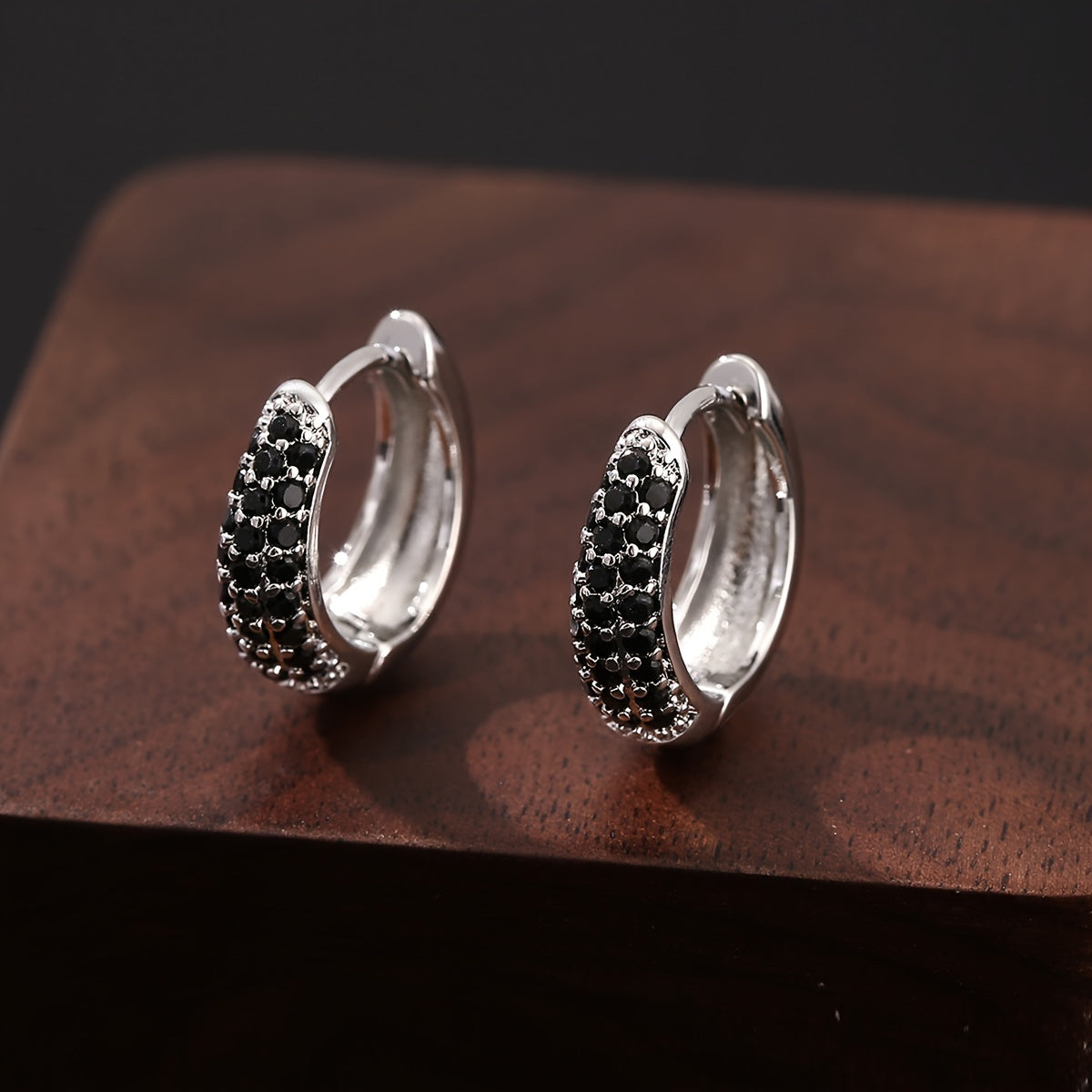 Elegante geometrische Vintage Onyx Ohrringe