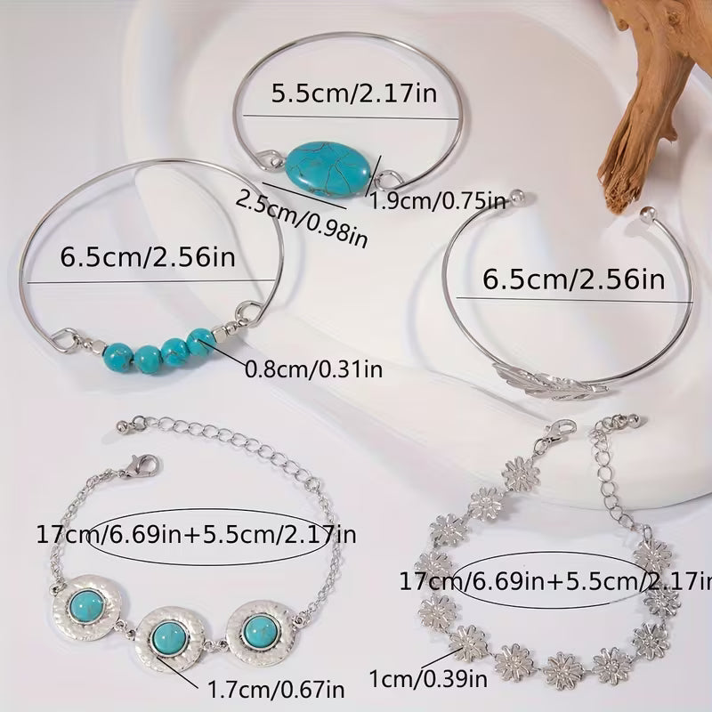 Türkis Feder Armband-Set
