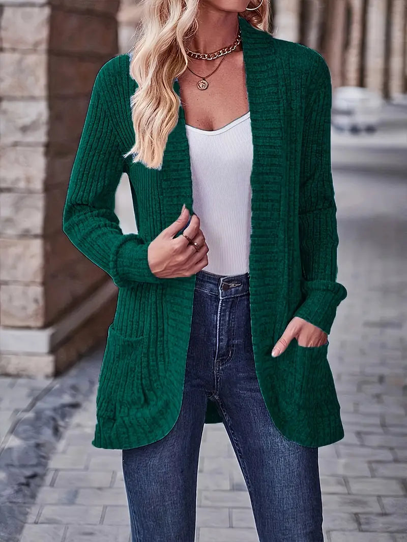 Neva™ - Elegant Ribbed Long Sleeve Cardigan