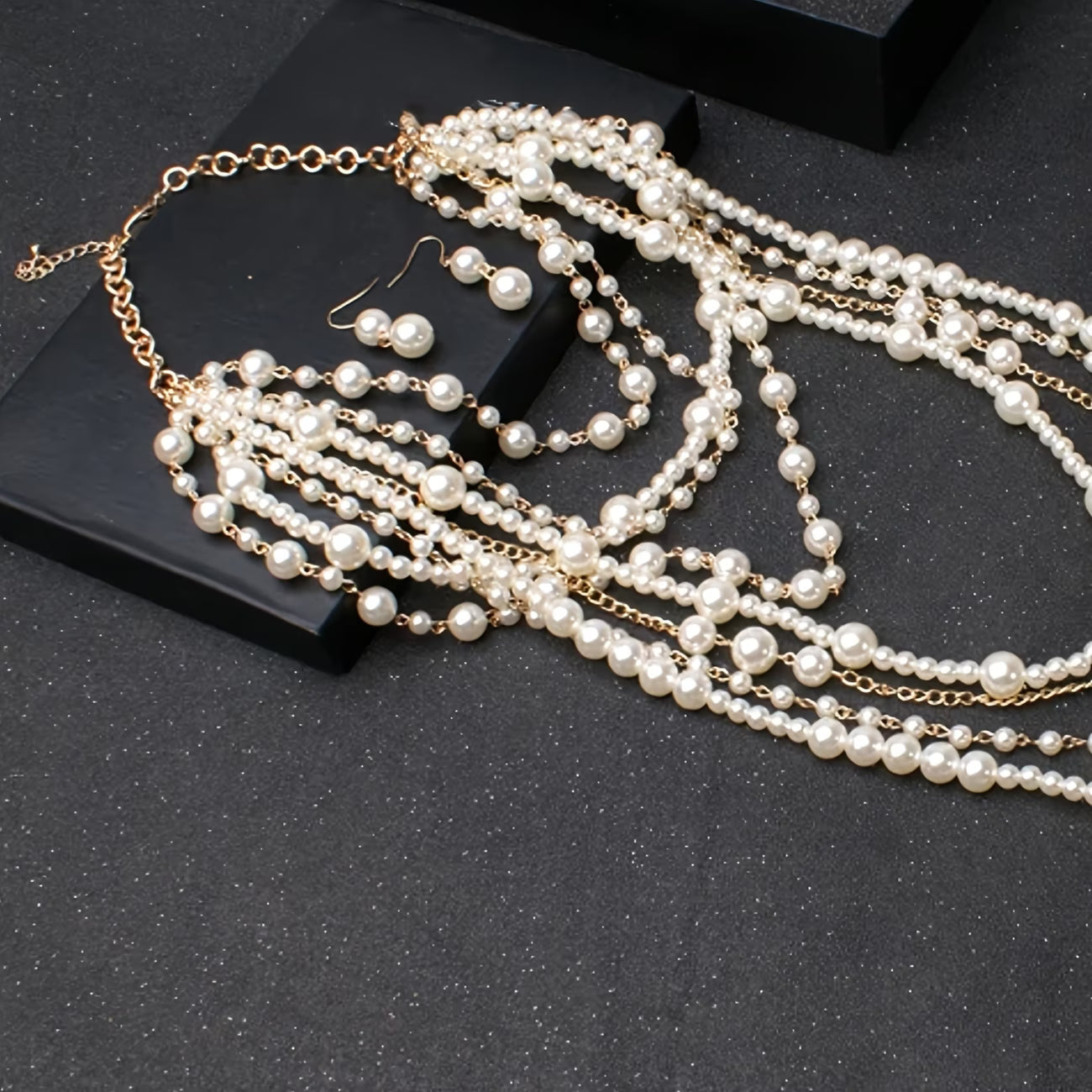 Boho Mehrlagiges Perlen Statement Set