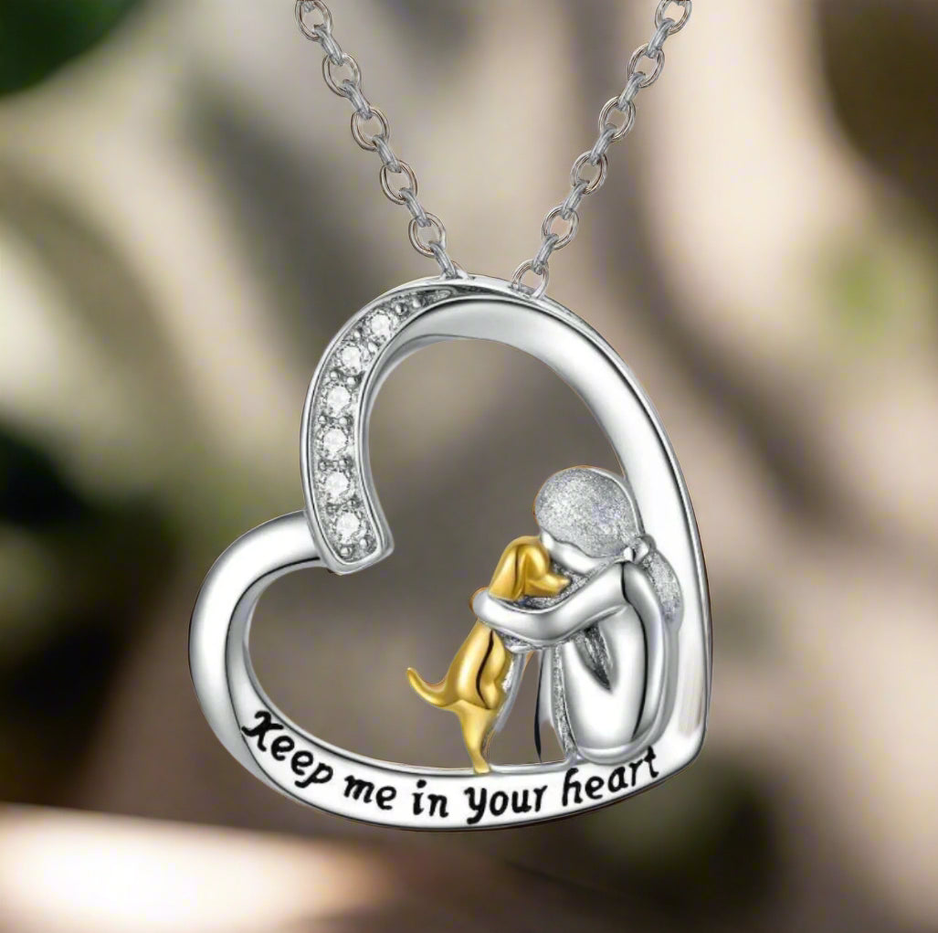 925 Sterling Silber Halskette – Herz & Hund Design mit Zirkonia