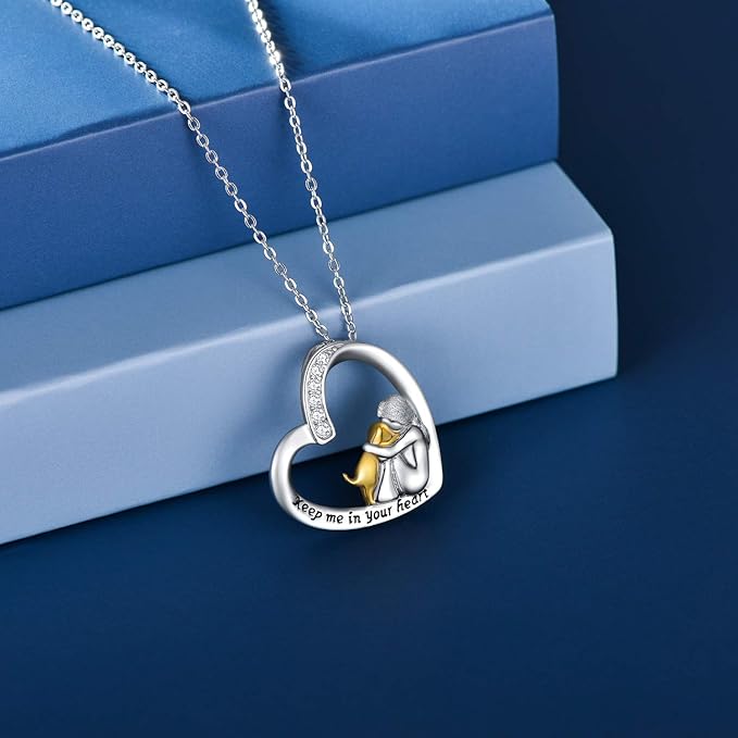 925 Sterling Silber Halskette – Herz & Hund Design mit Zirkonia