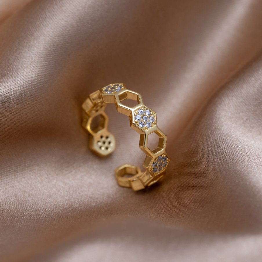 Biene - Gold & Kristall Ring