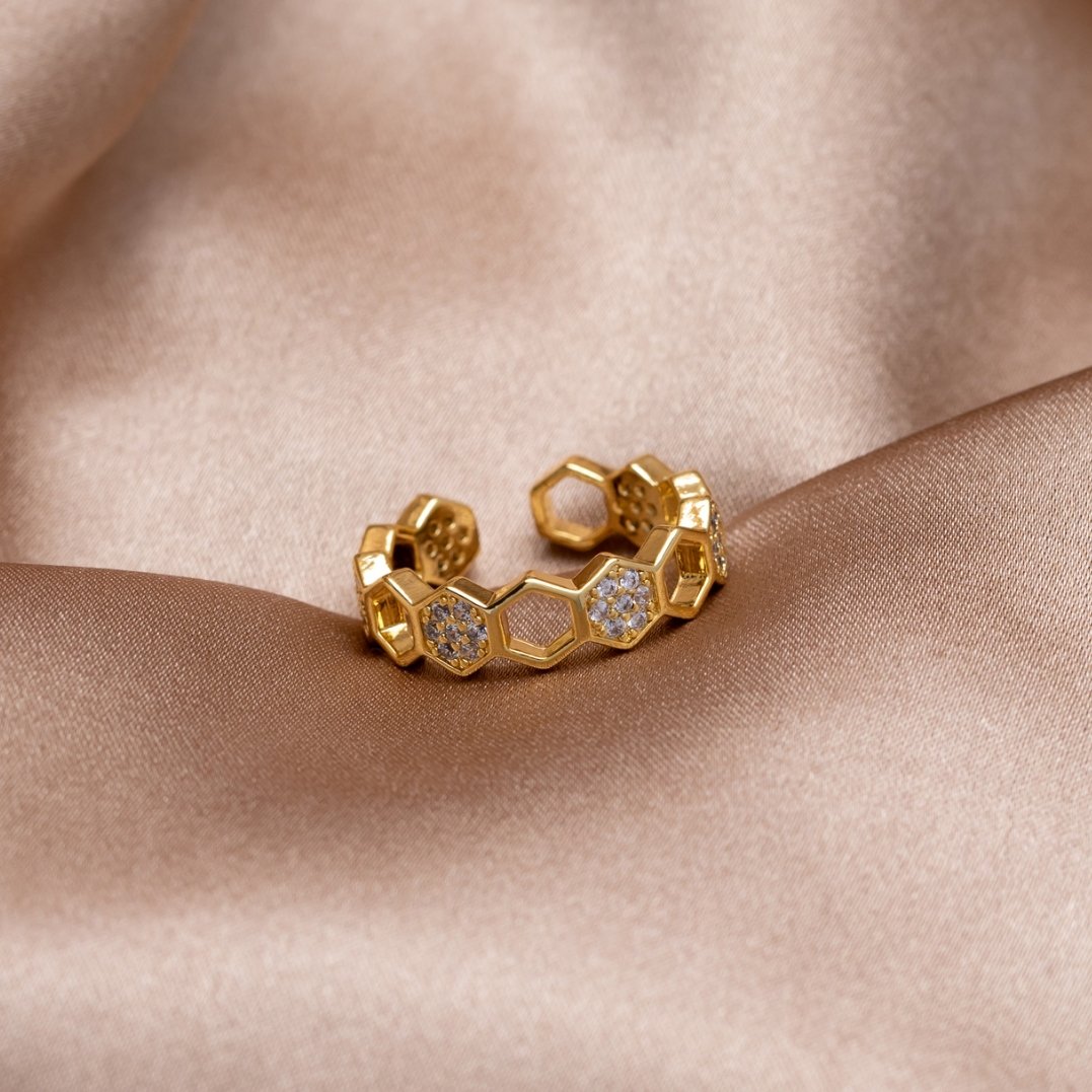 Biene - Gold & Kristall Ring