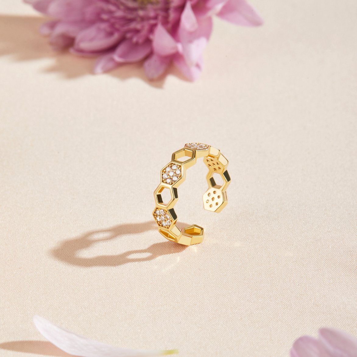 Biene - Gold & Kristall Ring