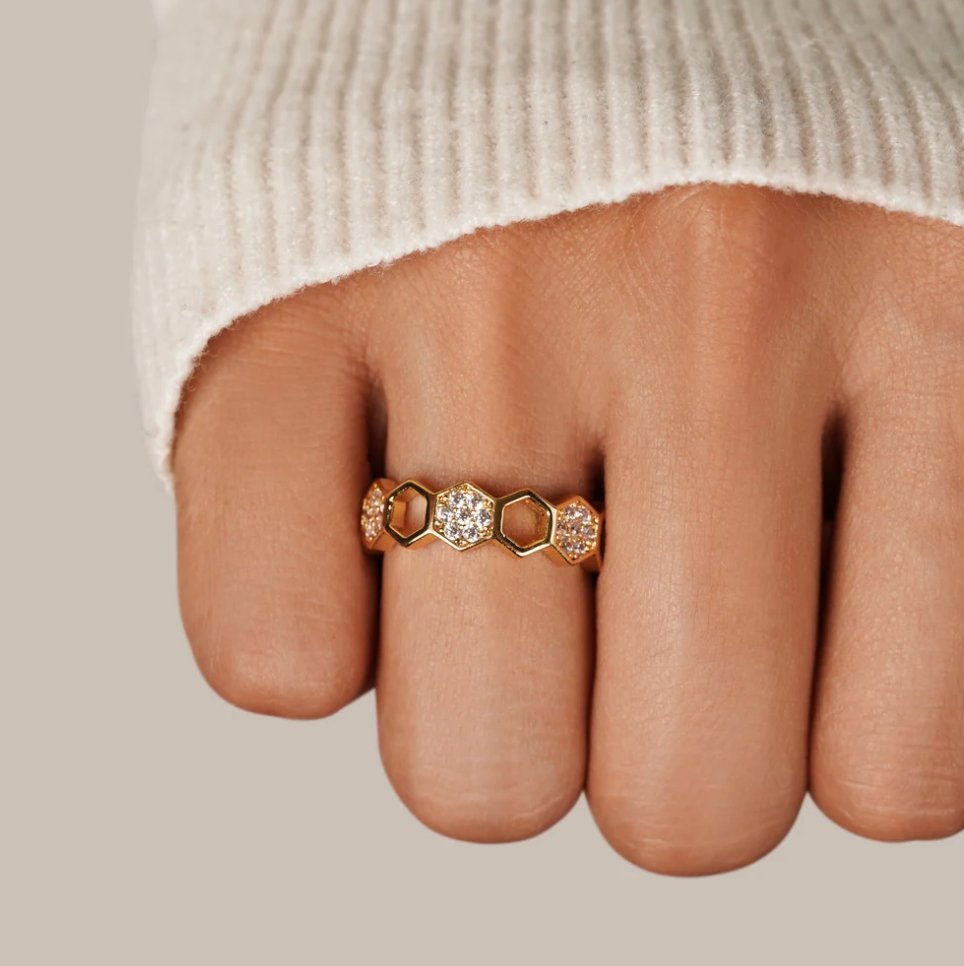 Biene - Gold & Kristall Ring