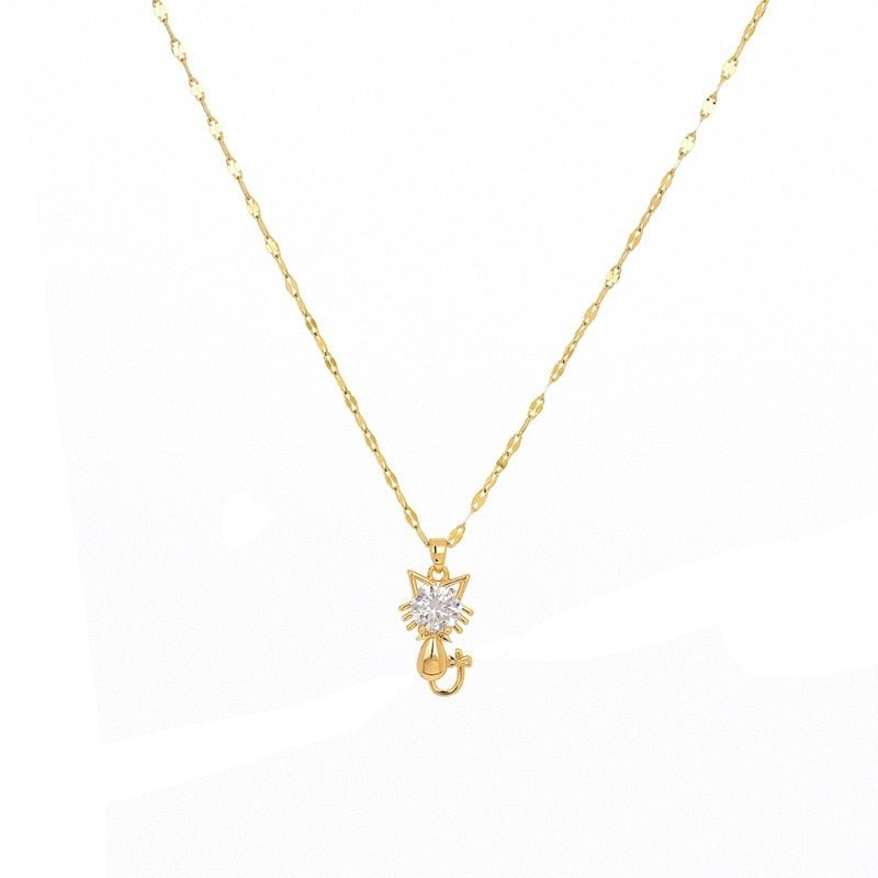 Goldplattierte Katzenhalskette mit Zirkon