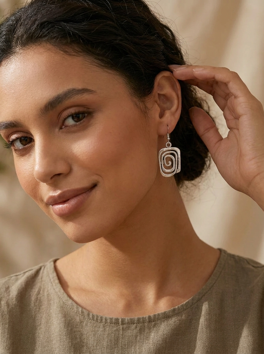 Vintage Spiral Silber Ohrringe