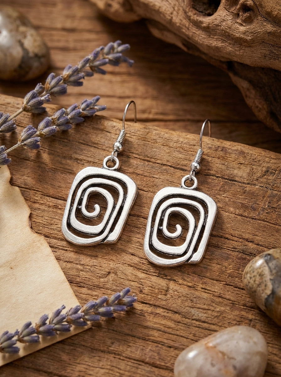 Vintage Spiral Silber Ohrringe