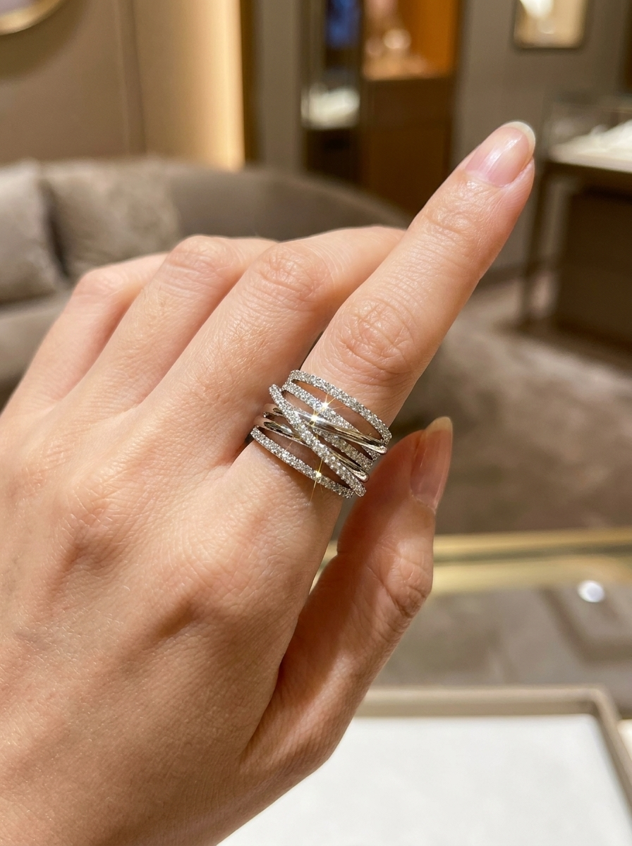 Vintage Schicht Zirkonia Silberring