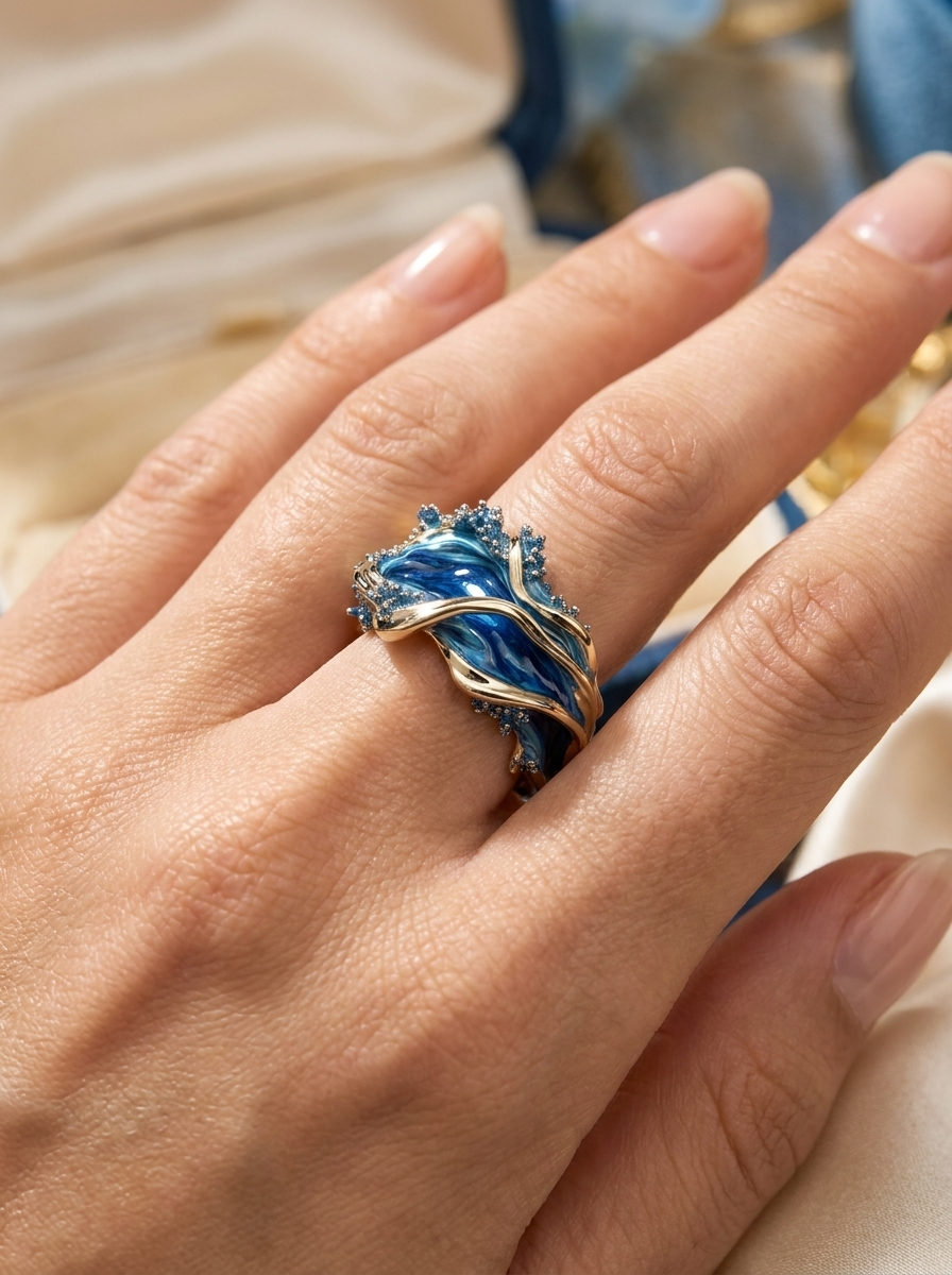 Ozean - Vintage Blau Wellenring