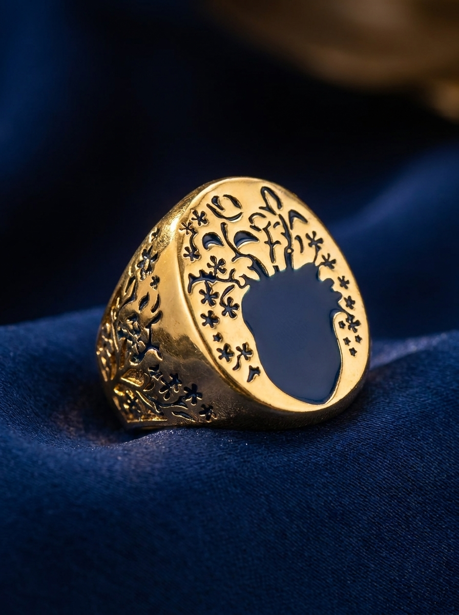 Blauer Blüten Vintage Goldring