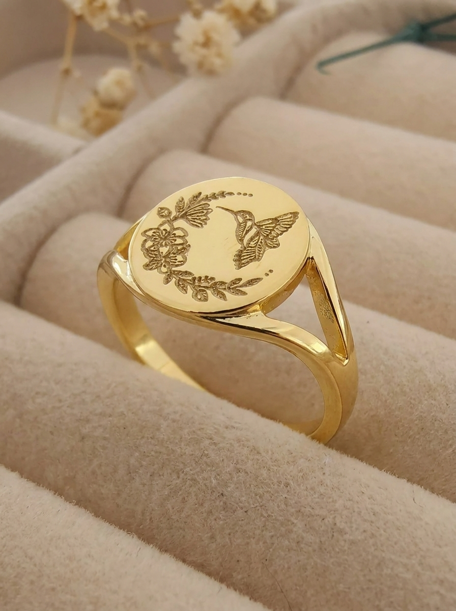 Vintage Gold Kolibri Siegelring