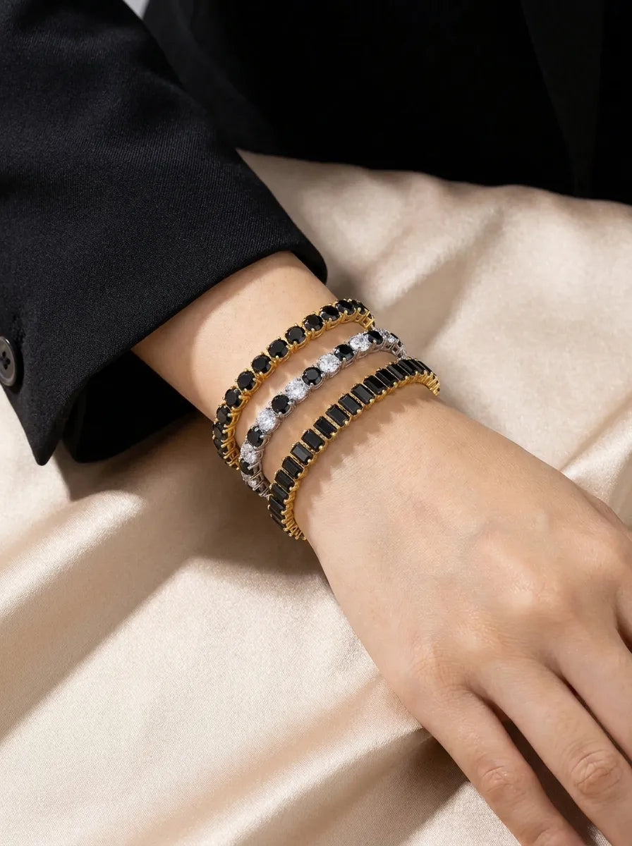 Elegantes Onyx Kupfer Armband Set