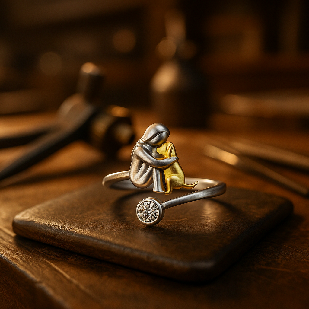 925 Sterling Silber Hundering mit Zirkonia – Verstellbar & Handgemacht