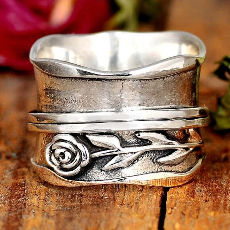 Vintage Silber Blumenring