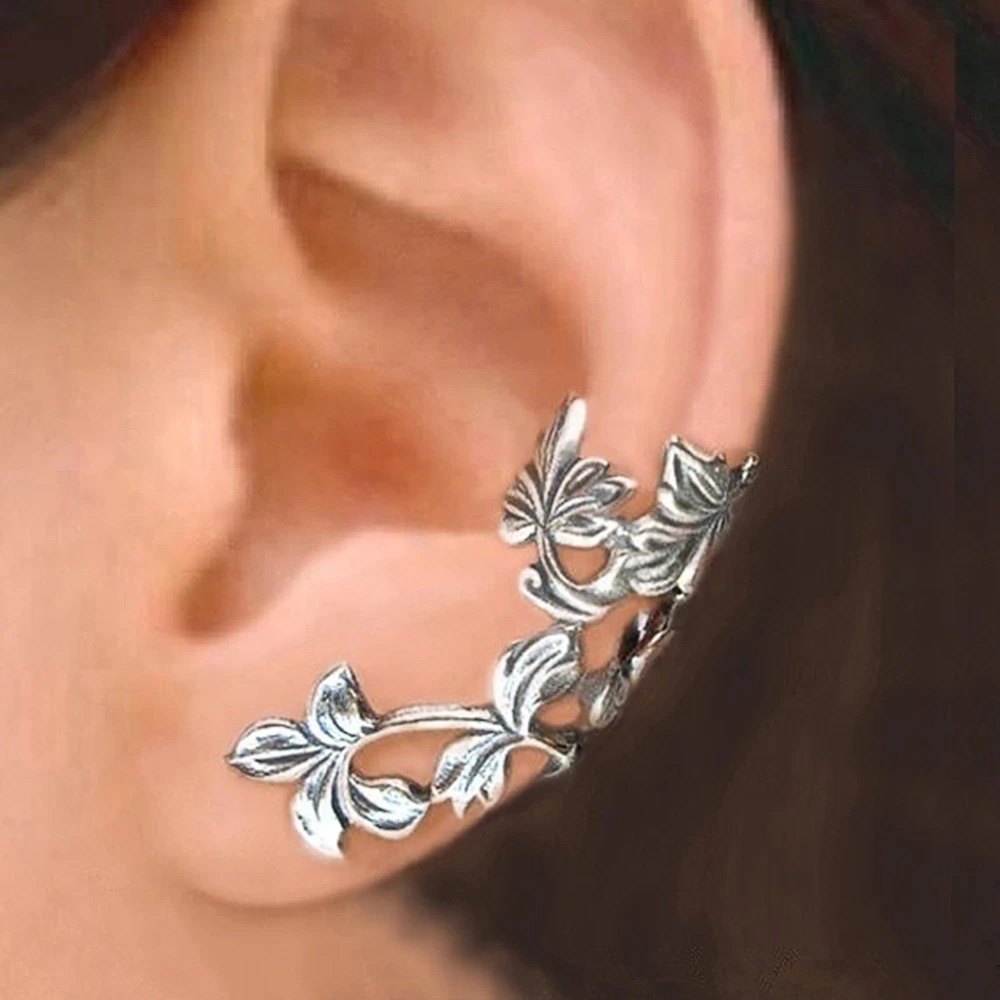 Exklusive Vintage Blatt Silber Ohrringe