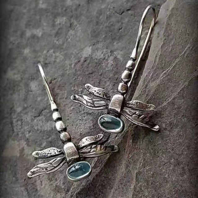 Vintage Libelle Silber Ohrringe