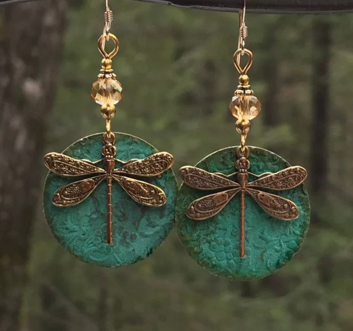 Vintage Libelle Gold Ohrringe