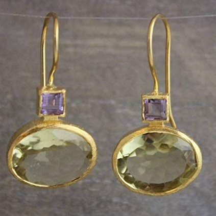 Exklusive Vintage Grünes Kristall Gold Ohrringe