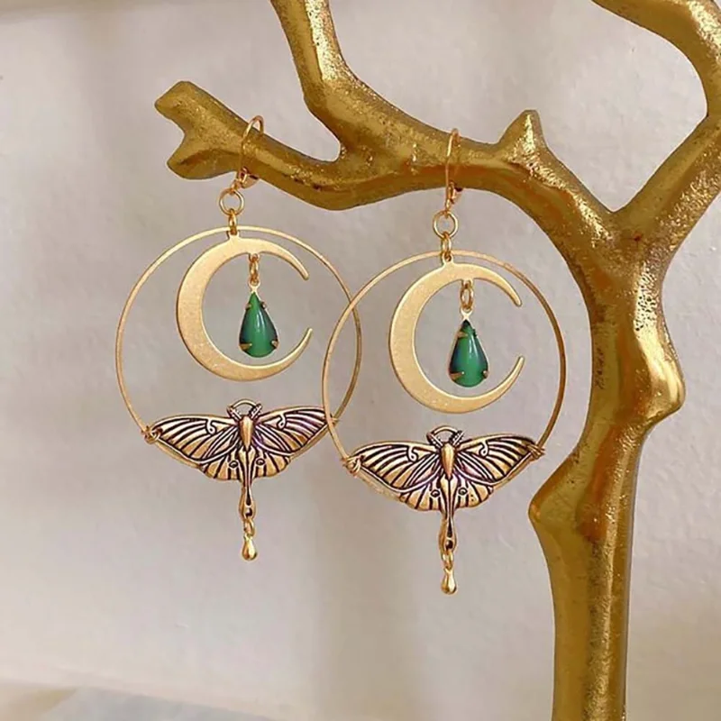 Vintage Goldene Mondlibellen Ohrringe