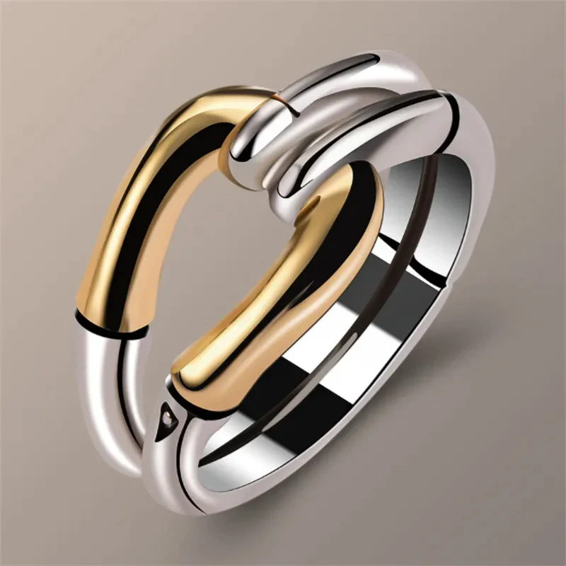 Exklusiver Vintage-Knotenring aus Gold und Silber