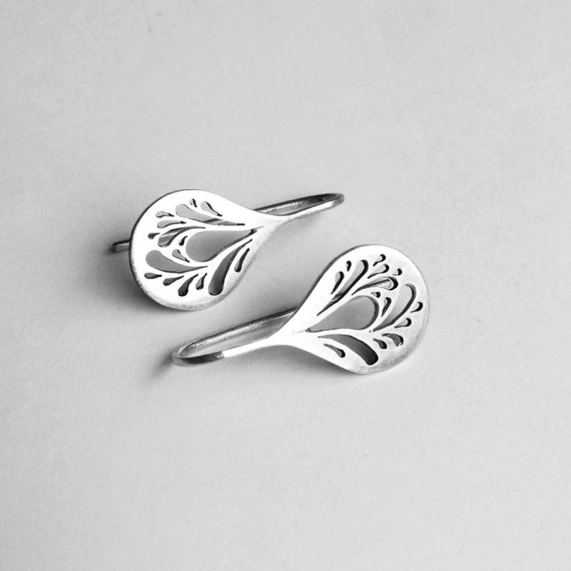 Vintage Hohle Silber Tropfen Ohrringe