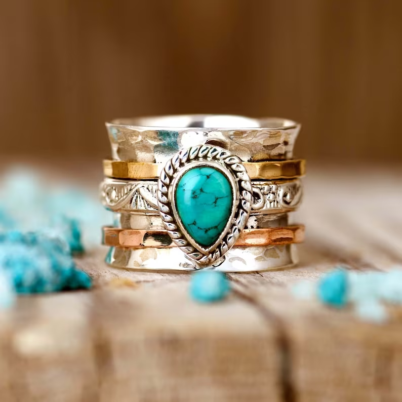 Eleganter Türkis-Einlege-Ring