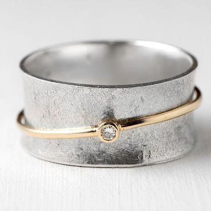 Vintage Goldlinie Zirkonia Silberring