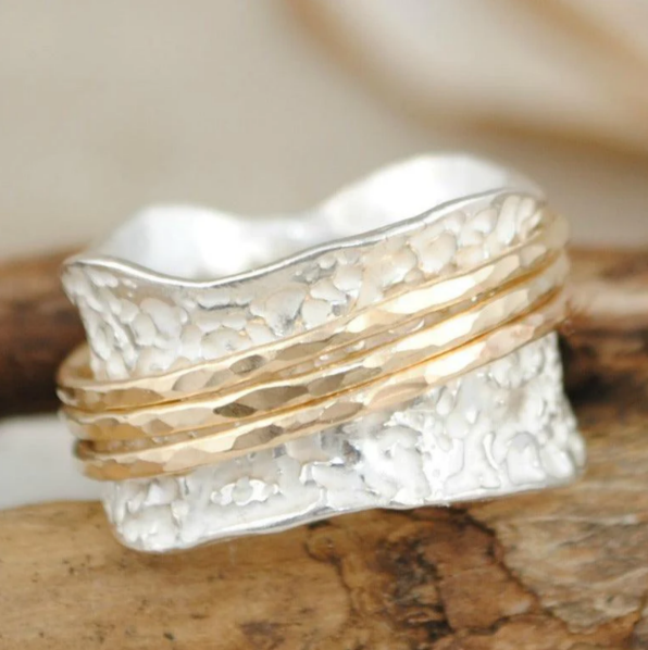 Bloom - Retro Dünner Gold- und Silberring