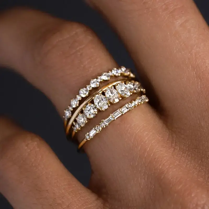 Vintage Eleganter Zirkonia Ring Set