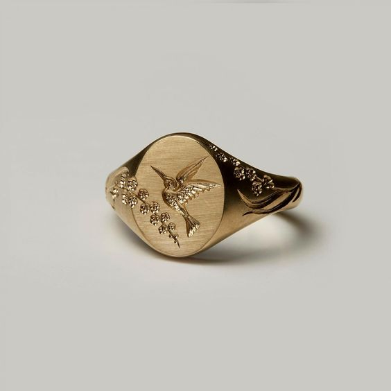 Vintage Gold Kolibri Siegelring