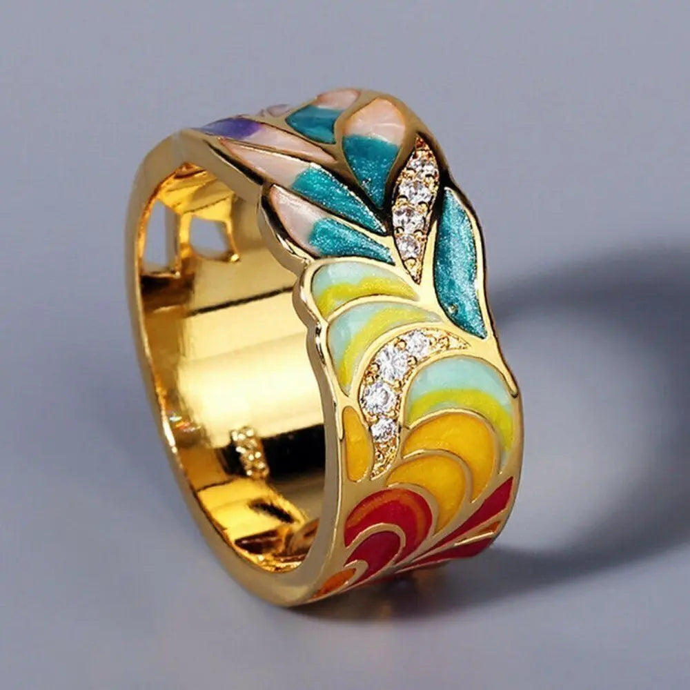 Artisan Blumenring in Antikgold
