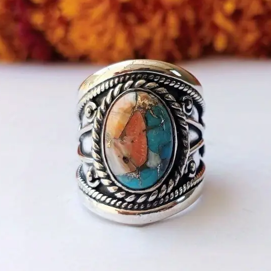 Vintage Bunter Edelstein Stapelring