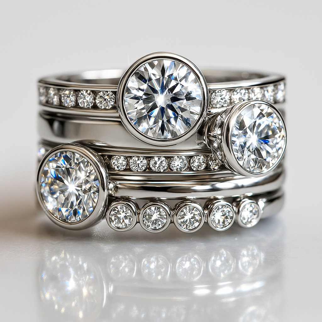Eleganter Silber- und Kristall-Lagenring