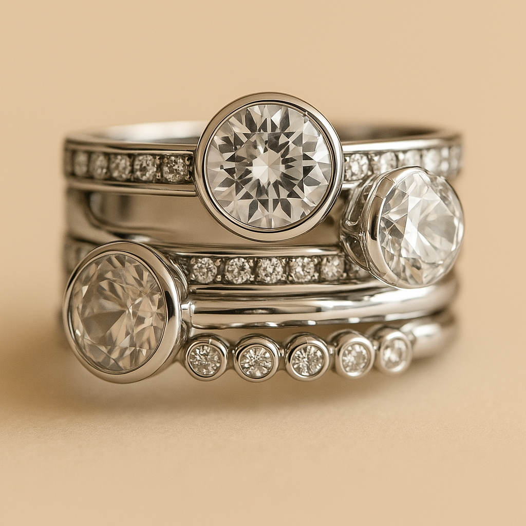 Eleganter Silber- und Kristall-Lagenring
