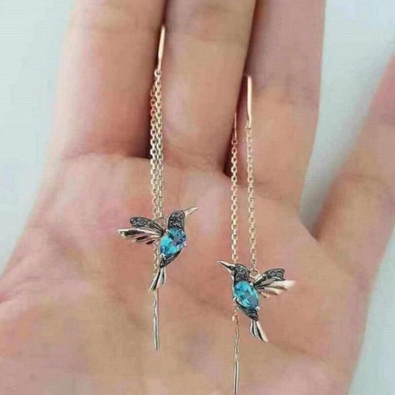 Kolibri Emaille Ohrringe mit Zirkonia