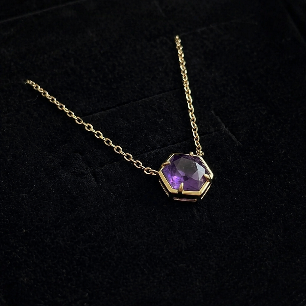 Eleganter Amethyst Rose Gold Anhänger