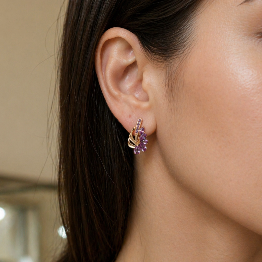 Elegante Amethyst-Flügel Ohrringe aus Roségold