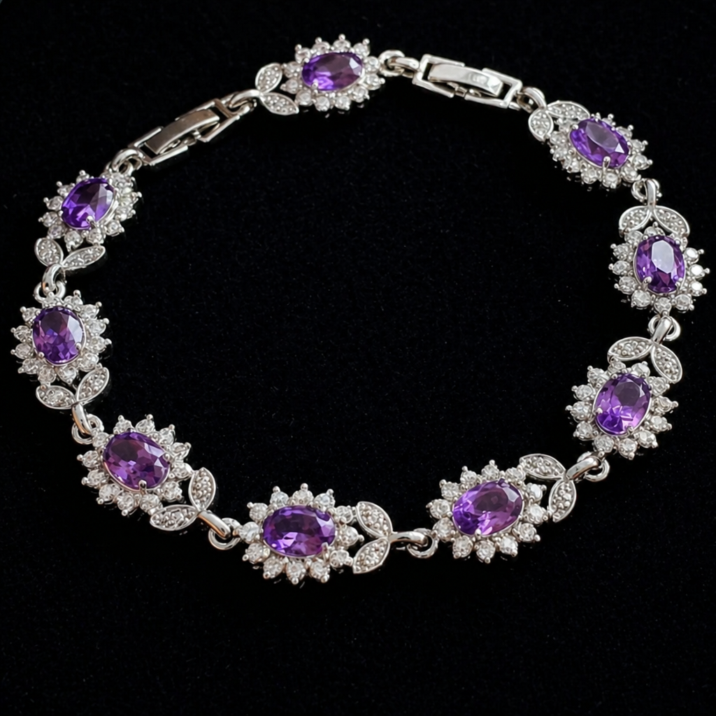 Elegantes botanisches Armband aus Weißgold