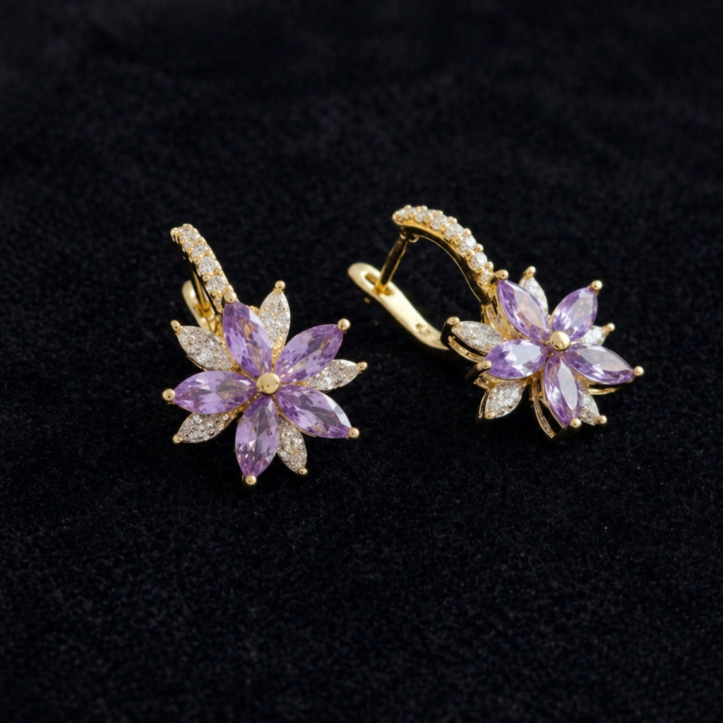 Elegante Goldblütenohrringe