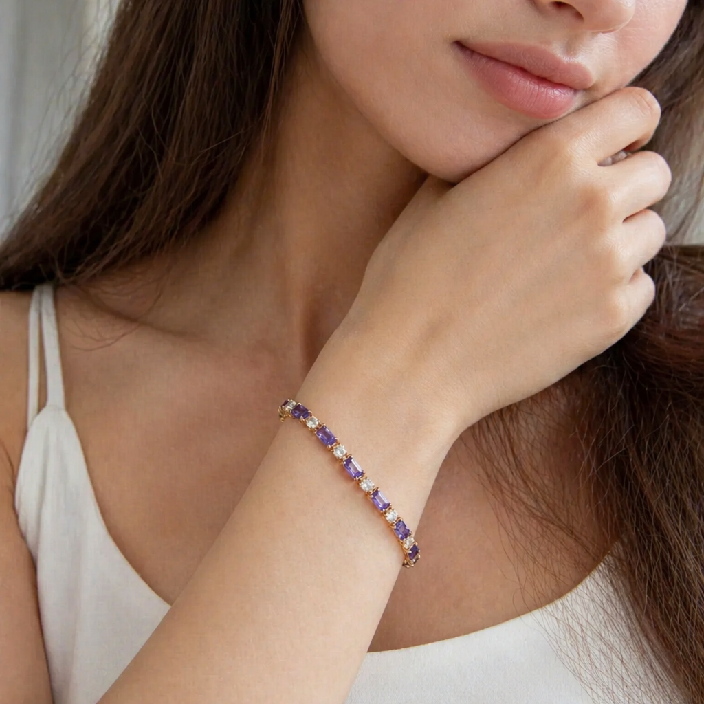 Elegantes Amethyst Roségold Armband